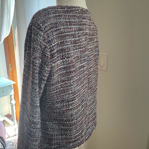 Karl Lagerfeld Lilac Elegant Tweed Women's Jacket XL Pearl Buttons - Picture 5 of 7